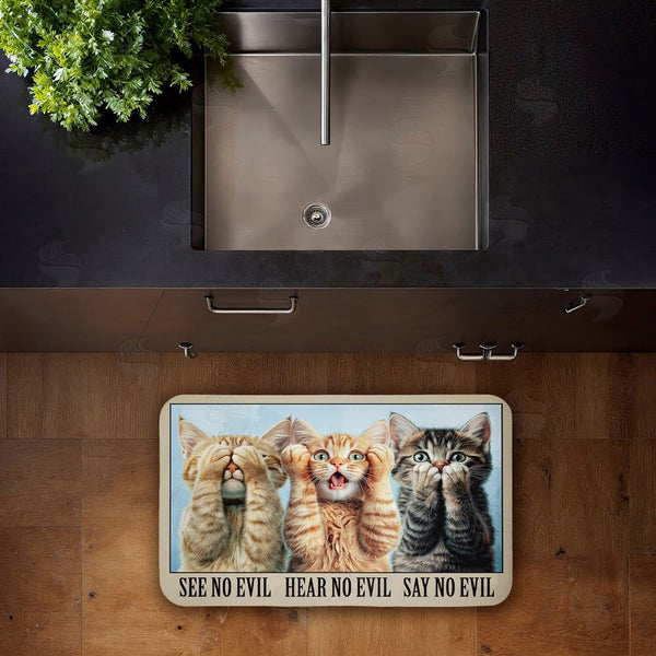 Stupell Industries Jim Baldwin | See No Evil Cats Trio Anti-Fatigue Mat