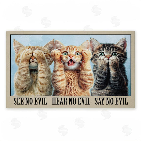 stupell industries Jim Baldwin | See No Evil Cats Trio Non-Woven Door Mat