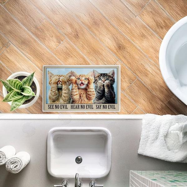 Stupell Industries Jim Baldwin | See No Evil Cats Trio Plush Bath Mat