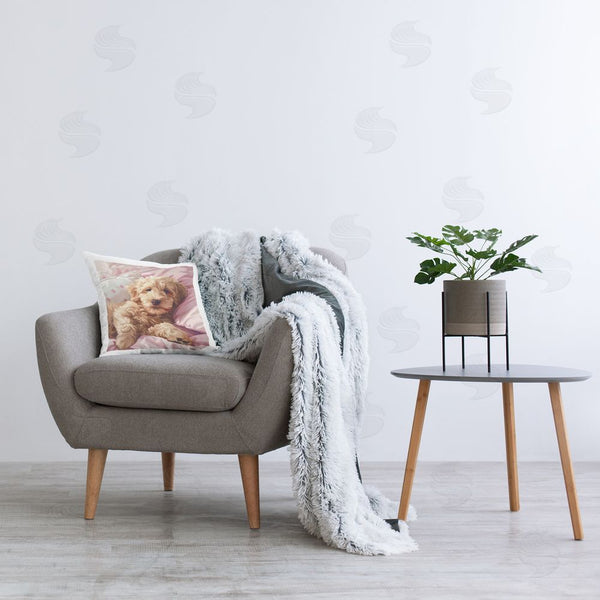 Stupell Industries Jim Baldwin | Sleepy Labradoodle In Bed Printed Throw Pillow