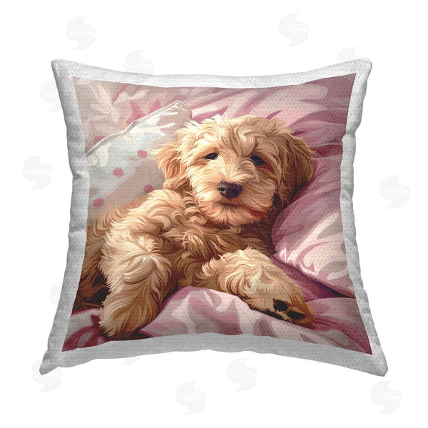 Stupell Industries Jim Baldwin | Sleepy Labradoodle In Bed Printed Throw Pillow