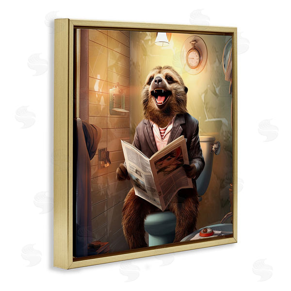 Stupell Industries Jim Baldwin | Smiling Sloth On Toilet Wall Art