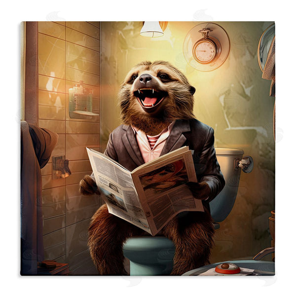 stupell industries Jim Baldwin | Smiling Sloth on Toilet Wall Art