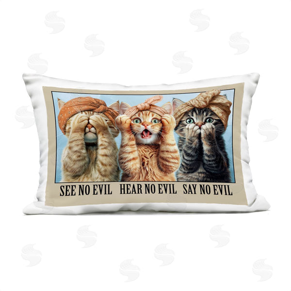 Stupell Industries Jim Baldwin | Speak No Evil Cats Printed Throw Pillow