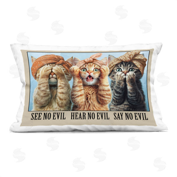 stupell industries Jim Baldwin | Speak No Evil Cats Printed Throw Pillow