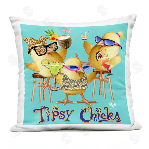 Stupell Industries Jim Baldwin | Tipsy Chicks Groovy Printed Throw Pillow