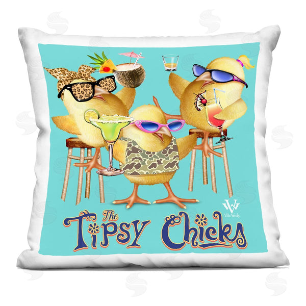 stupell industries Jim Baldwin | Tipsy Chicks Groovy Printed Throw Pillow