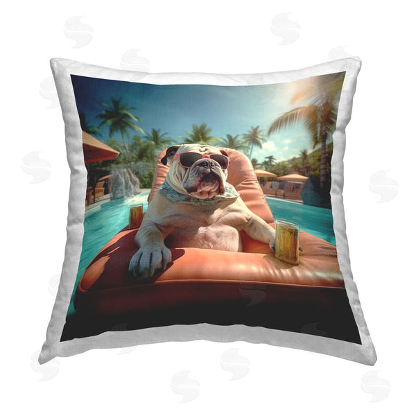 stupell industries Jim Baldwin | Tropical Pool Dog Printed Throw Pillow