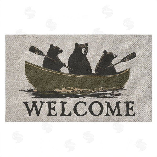 stupell industries Jim Baldwin | Welcome Rowing Bears Faux Sisal Door Mat