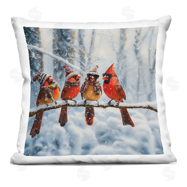 stupell industries Jim Baldwin | Winter Dressed Cardinals Printed Throw Pillow