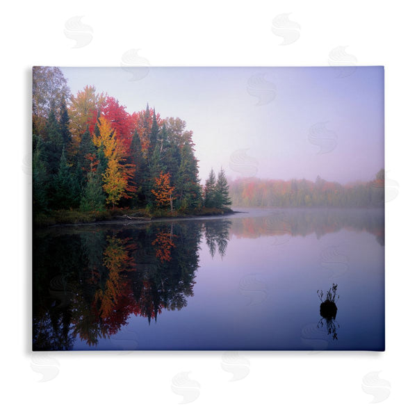 stupell industries Jim Becia | Quiet Lakeside Red Foliage Trees Water Reflection Wall Art