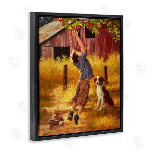 Stupell Industries Jim Daly | Boy Jumping For Apple With Dog
