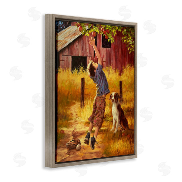 Stupell Industries Jim Daly | Boy Jumping For Apple With Dog