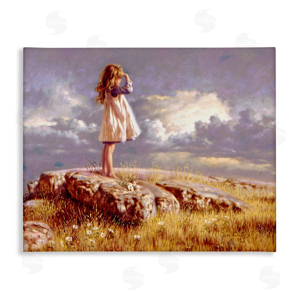 stupell industries Jim Daly | Girl Gazing on Rock Sunset Wall Art