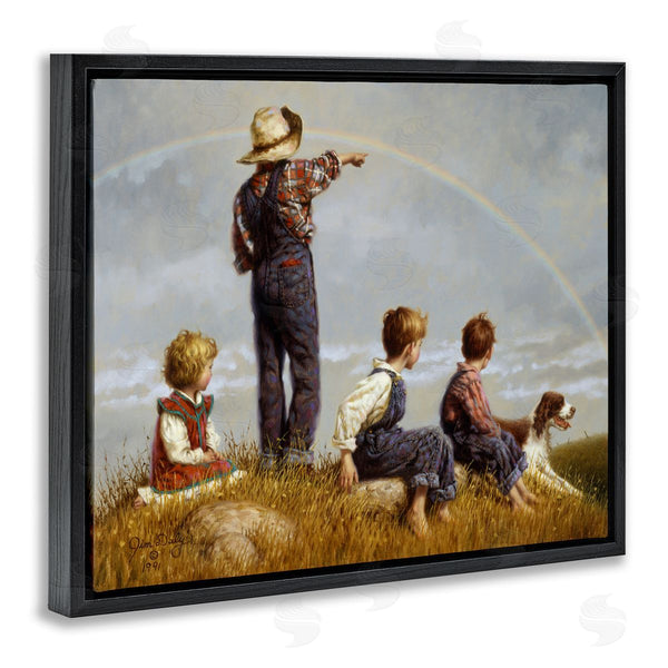 Stupell Industries Jim Daly | Meadow Children Under Rainbow With Dog