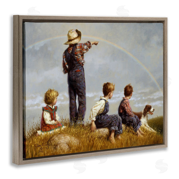 Stupell Industries Jim Daly | Meadow Children Under Rainbow With Dog