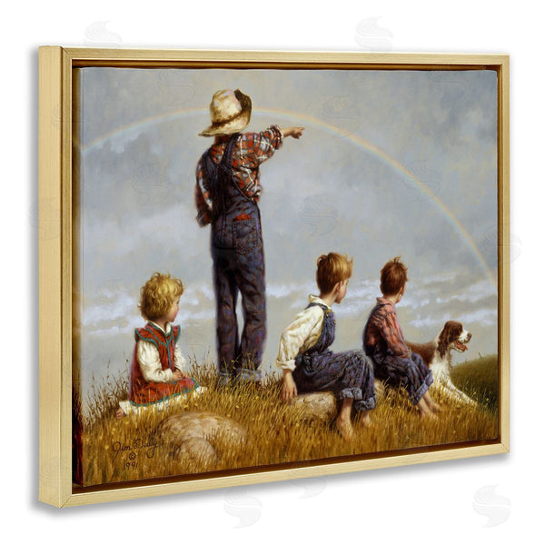 Stupell Industries Jim Daly | Meadow Children Under Rainbow With Dog