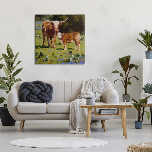 Stupell Industries Jimmy Dyer | Baby Calf Longhorn Cattle Scene Wall Art
