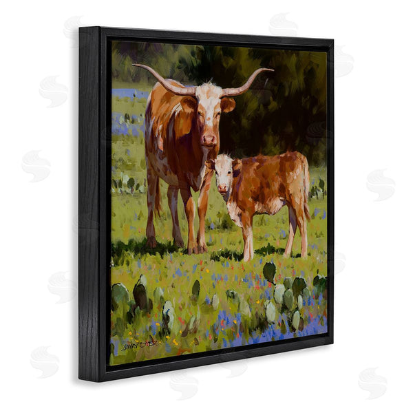 Stupell Industries Jimmy Dyer | Baby Calf Longhorn Cattle Scene Wall Art