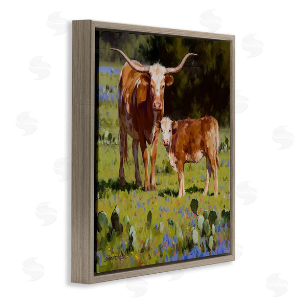 Stupell Industries Jimmy Dyer | Baby Calf Longhorn Cattle Scene Wall Art