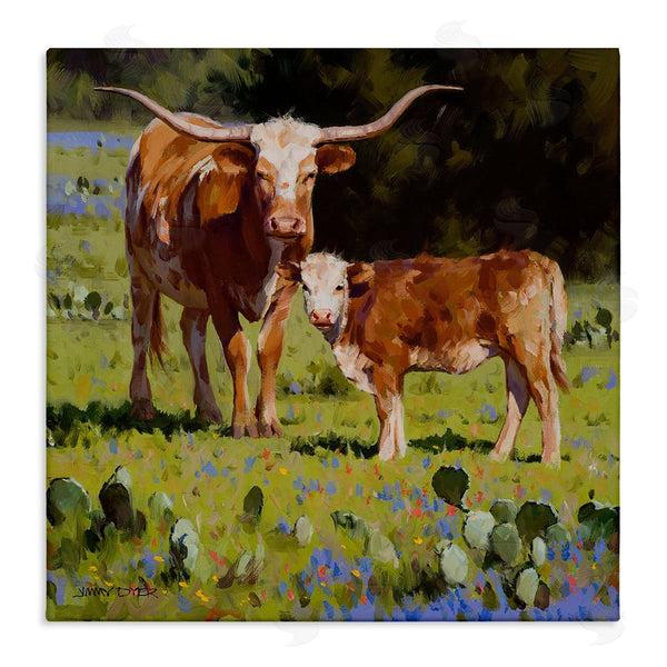 stupell industries Jimmy Dyer | Baby Calf Longhorn Cattle Scene Wall Art