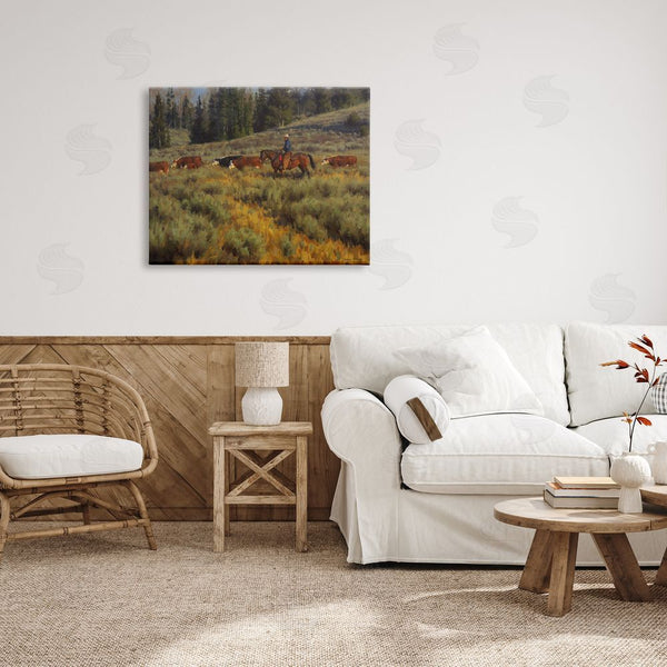 Stupell Industries Jimmy Dyer | Cowboy Leading Cattle Meadow Wall Art