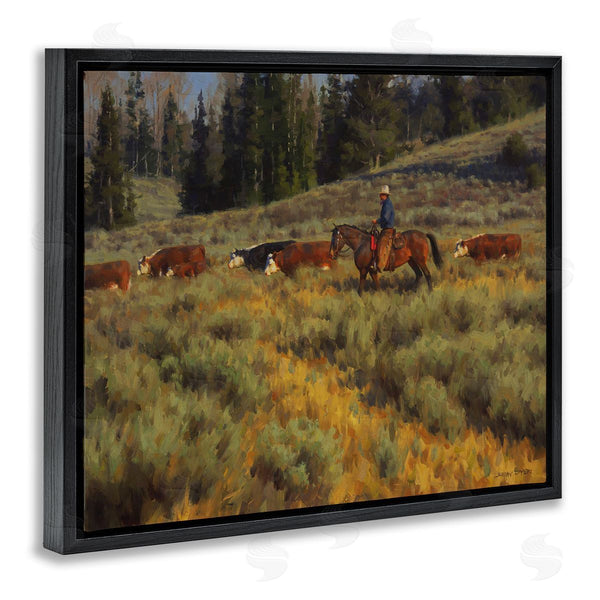 Stupell Industries Jimmy Dyer | Cowboy Leading Cattle Meadow Wall Art
