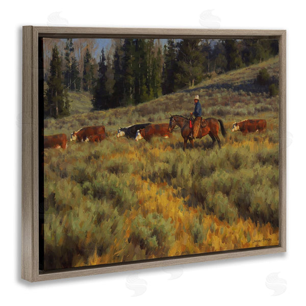Stupell Industries Jimmy Dyer | Cowboy Leading Cattle Meadow Wall Art