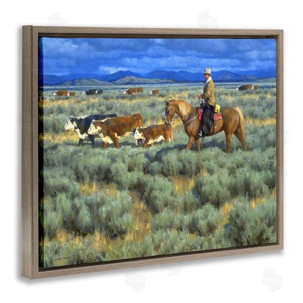 Stupell Industries Jimmy Dyer | Cowboy Rounding Cattle Wall Art