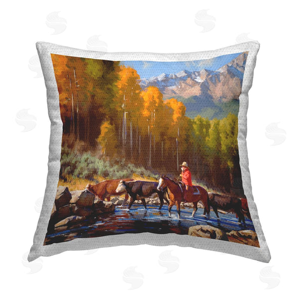 Stupell Industries Jimmy Dyer | Herding Cattle Landscape Printed Throw Pillow