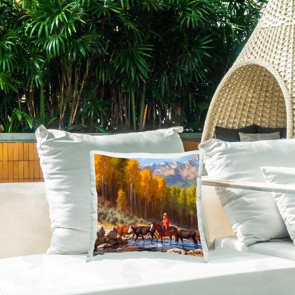 Stupell Industries Jimmy Dyer | Herding Cattle Landscape Printed Throw Pillow