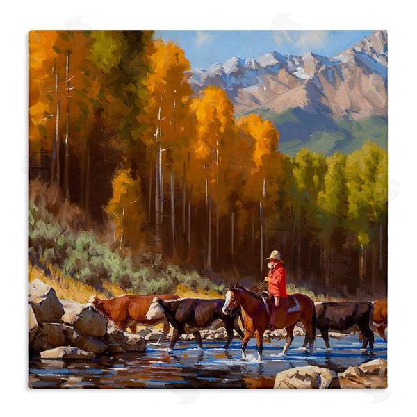stupell industries Jimmy Dyer | Herding Cattle Through Stream Wall Art