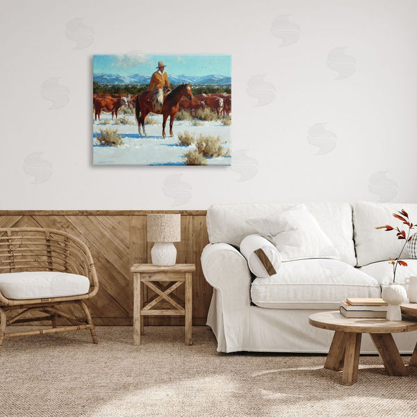 Stupell Industries Jimmy Dyer | Winter Cowboy Cattle Landscape Wall Art