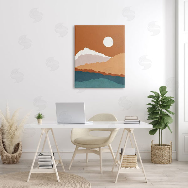 Stupell Industries JJ Design House LLC | Abstract Mountain Peaks Round Moon Nature Scene Wall Art