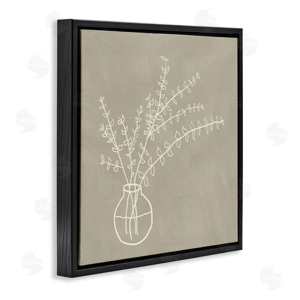 Stupell Industries JJ Design House LLC | Beige Botanical Herbs Leaves Vase Pattern Outline Wall Art