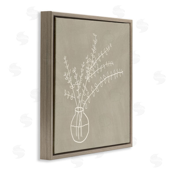 Stupell Industries JJ Design House LLC | Beige Botanical Herbs Leaves Vase Pattern Outline Wall Art