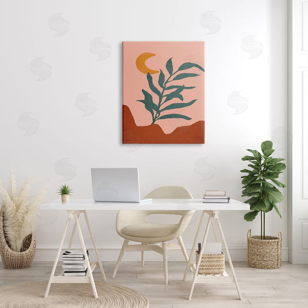 Stupell Industries JJ Design House LLC | Blooming Plant Leaf Pleasant Desert Crescent Moon Wall Art