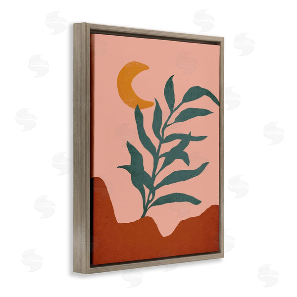 Stupell Industries JJ Design House LLC | Blooming Plant Leaf Pleasant Desert Crescent Moon Wall Art
