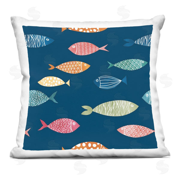 stupell industries JJ Design House LLC | Blue Mixed Fish Shapes Various Patterns Printed Throw Pillow