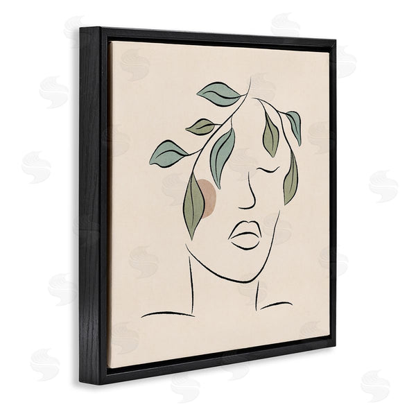 Stupell Industries JJ Design House LLC | Blushing Woman Face Botanical Outline Doodle Drawing Wall Art