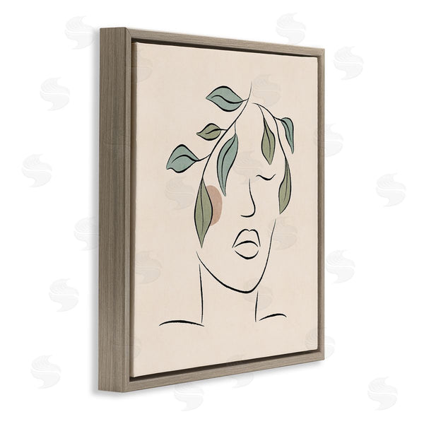 Stupell Industries JJ Design House LLC | Blushing Woman Face Botanical Outline Doodle Drawing Wall Art
