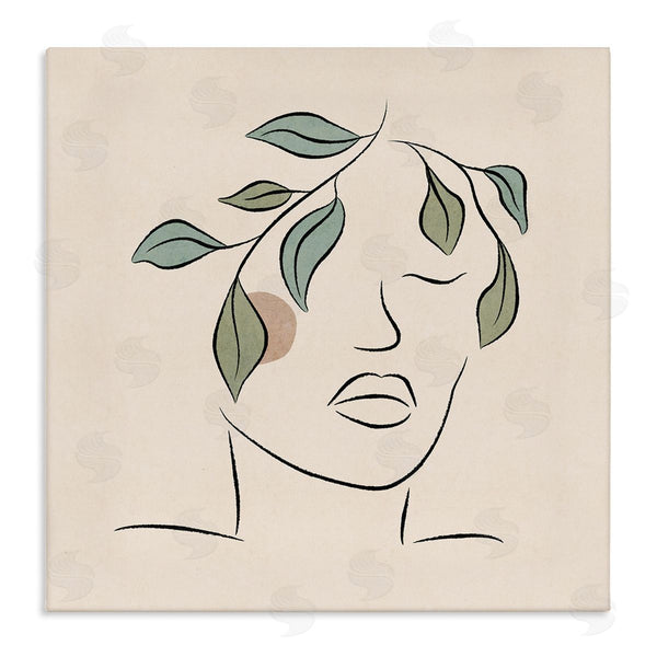 stupell industries JJ Design House LLC | Blushing Woman Face Botanical Outline Doodle Drawing Wall Art