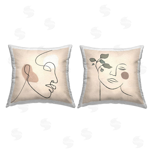 Stupell Industries JJ Design House LLC | Boho Female Line Drawing Printed Throw Pillow Set