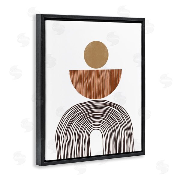 Stupell Industries JJ Design House LLC | Boho Shapes Stacked Abstract Round Curves Brown White Wall Art