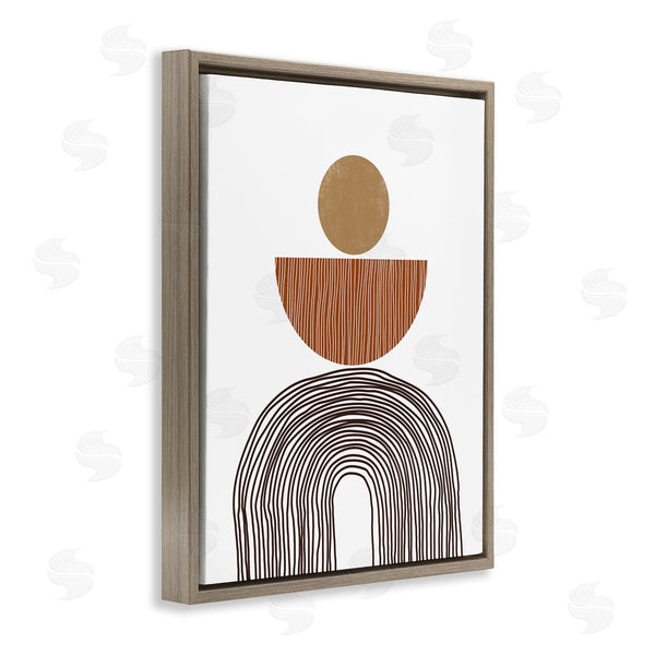 Stupell Industries JJ Design House LLC | Boho Shapes Stacked Abstract Round Curves Brown White Wall Art