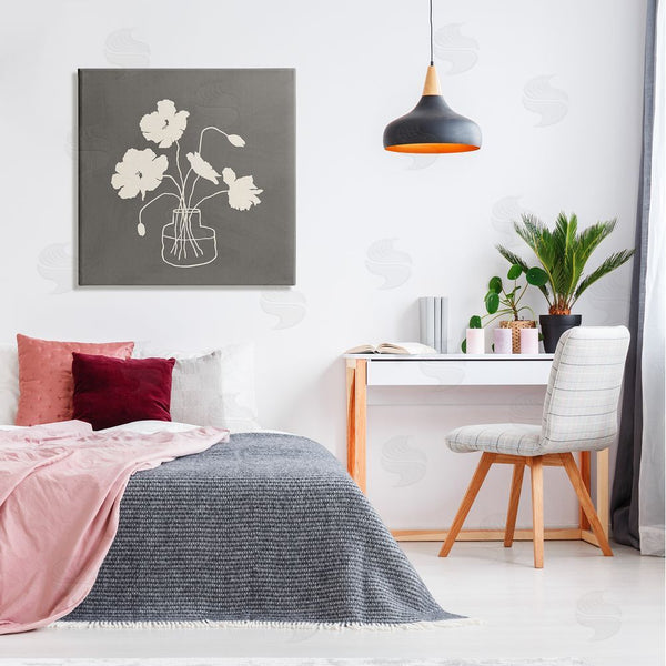 Stupell Industries JJ Design House LLC | Botanical Flower Buds Blossoms Vase White Outline Wall Art