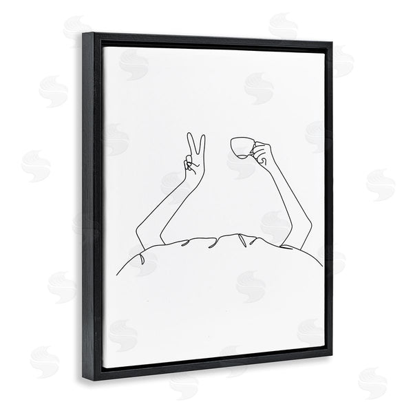 Stupell Industries JJ Design House LLC | Coffee In Bed Peace Sign Minimal Line Drawing Wall Art