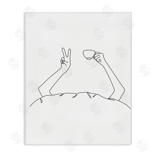 stupell industries JJ Design House LLC | Coffee In Bed Peace Sign Minimal Line Drawing Wall Art