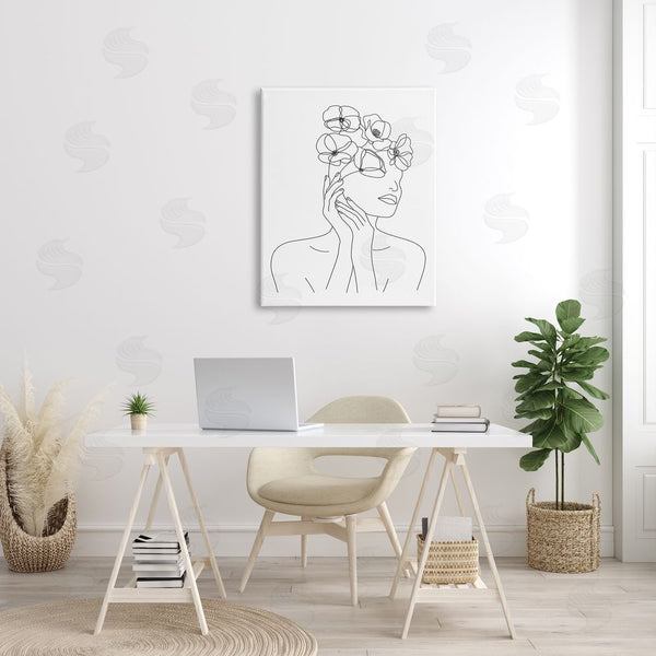 Stupell Industries JJ Design House LLC | Female Flowers In Hair Minimal Line Drawing Wall Art