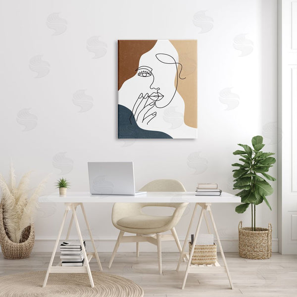 Stupell Industries JJ Design House LLC | Female Portrait Line Drawing Between Abstract Shapes Wall Art